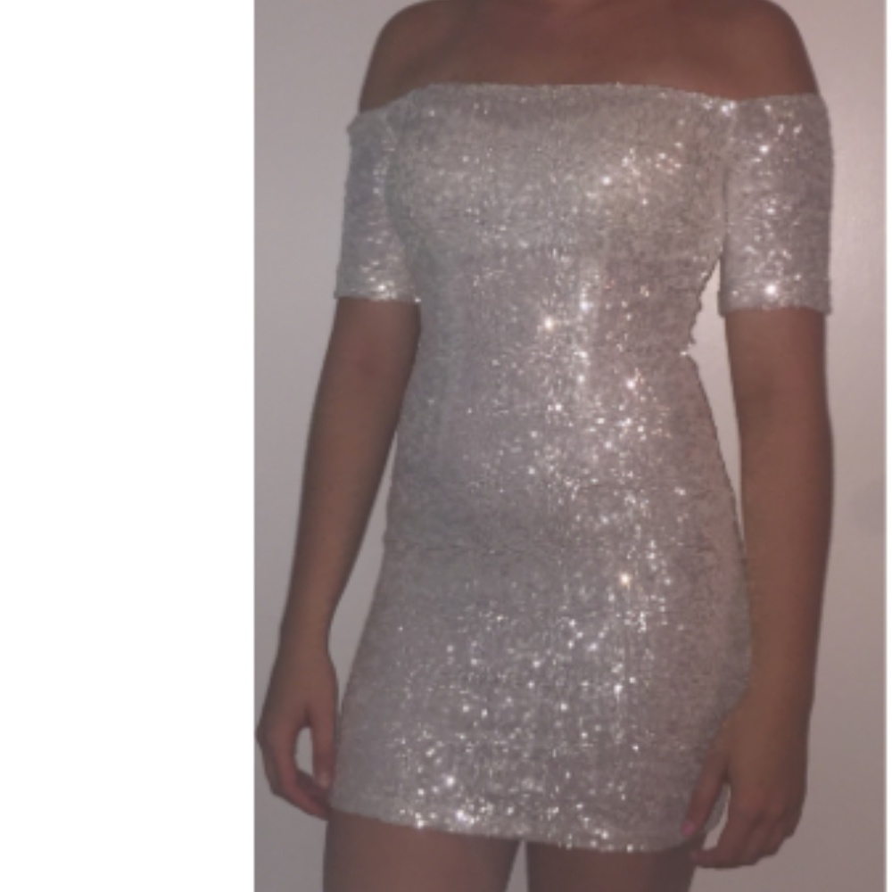 "B. Darling" White Sparkly Party Dress